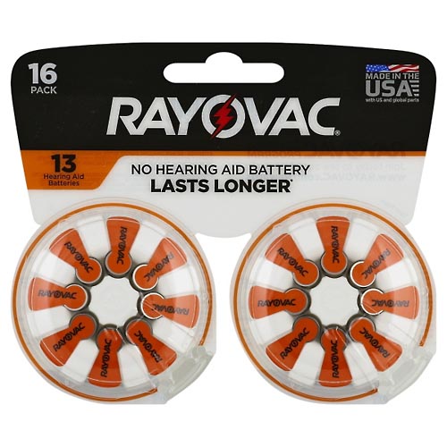 Image for Rayovac Batteries, Hearing Aid 13, 16 Pack,16ea from Dave's Pharmacy