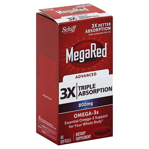 Image for MegaRed Omega-3s, Advanced, Triple Absorption, 800 mg, Softgels,40ea from Dave's Pharmacy