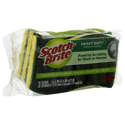 Image for Scotch Brite Scrub Sponges, Heavy Duty, 3 Pack,3ea from Dave's Pharmacy