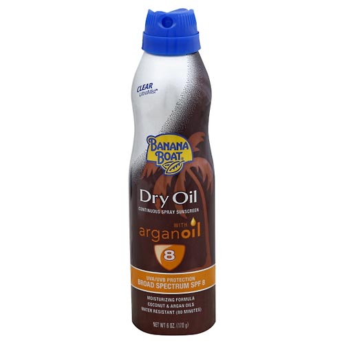 Image for Banana Boat Sunscreen, Continuous Spray, Dry Oil, with Argan Oil, Broad Spectrum SPF 8,6oz from Dave's Pharmacy