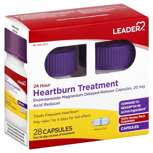 Image for Leader Heartburn Treatment, 24 Hour, Capsules,28ea from Dave's Pharmacy