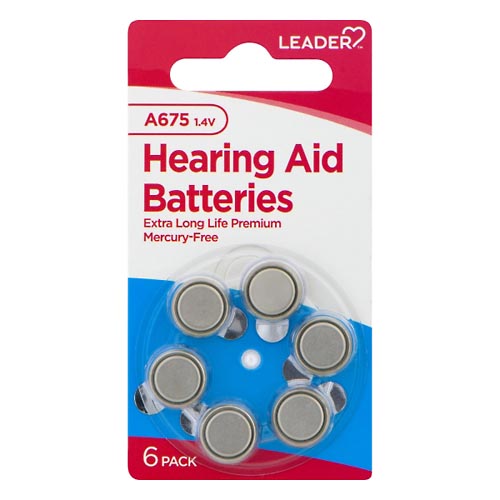 Image for Leader Hearing Aid Batteries, A675, 1.4 Volts, 6 Pack,6ea from Dave's Pharmacy