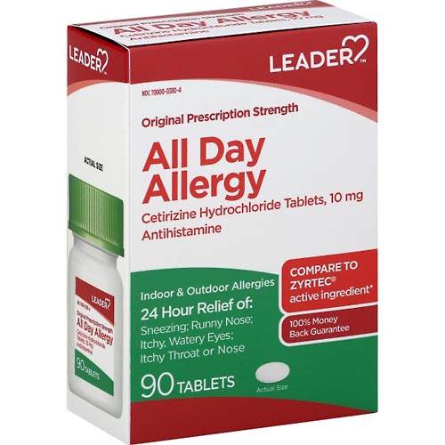 Image for Leader All Day Allergy Relief, 24 Hr,Original, Tablet,90ea from Dave's Pharmacy