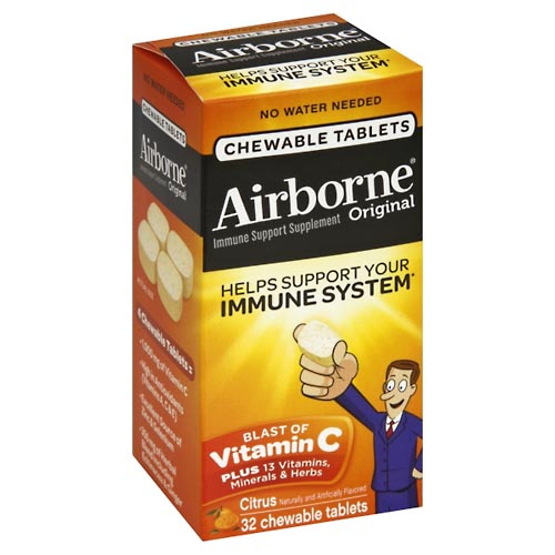 Image for Airborne Immune Support Supplement, Original, Chewable Tablets, Citrus,32ea from Dave's Pharmacy