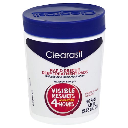 Image for Clearasil Deep Treatment Pads, Rapid Rescue, Maximum Strength,90ea from Dave's Pharmacy