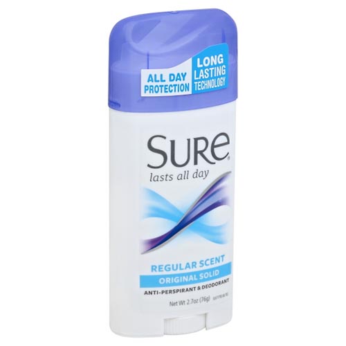 Image for Sure Anti-Perspirant & Deodorant, Original Solid, Regular Scent,2.7oz from Dave's Pharmacy